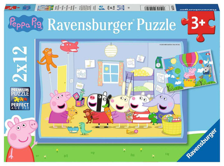 Ravensburger Kinderpuzzle 05574 - Peppas Abenteuer - 2x12 Teile Peppa Pig Puzzle für Kinder ab 3 Jahren