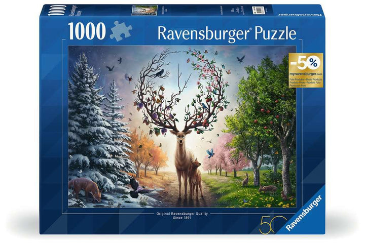 Ravensburger Puzzle 12001088 - Der magische Hirsch und die vier Jahreszeiten  - 1000 Teile Puzzle für Erwachsene ab 14 Jahren