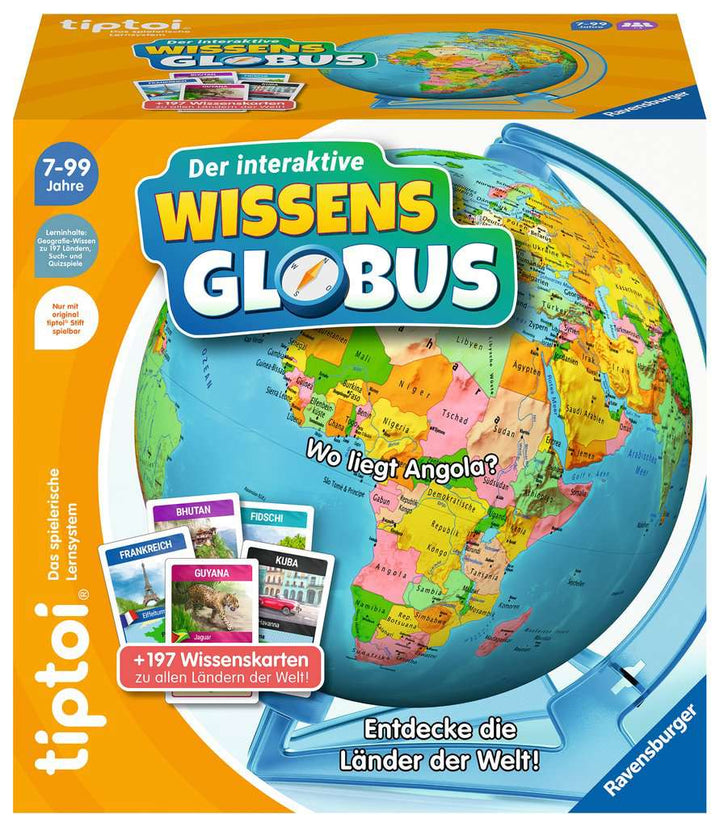 Ravensburger tiptoi Spiel 00107 - Der interaktive Wissens-Globus - Lern-Globus für Kinder ab 7 Jahren, lehrreicher Globus für Jungen und Mädchen, für 1-4 Spieler