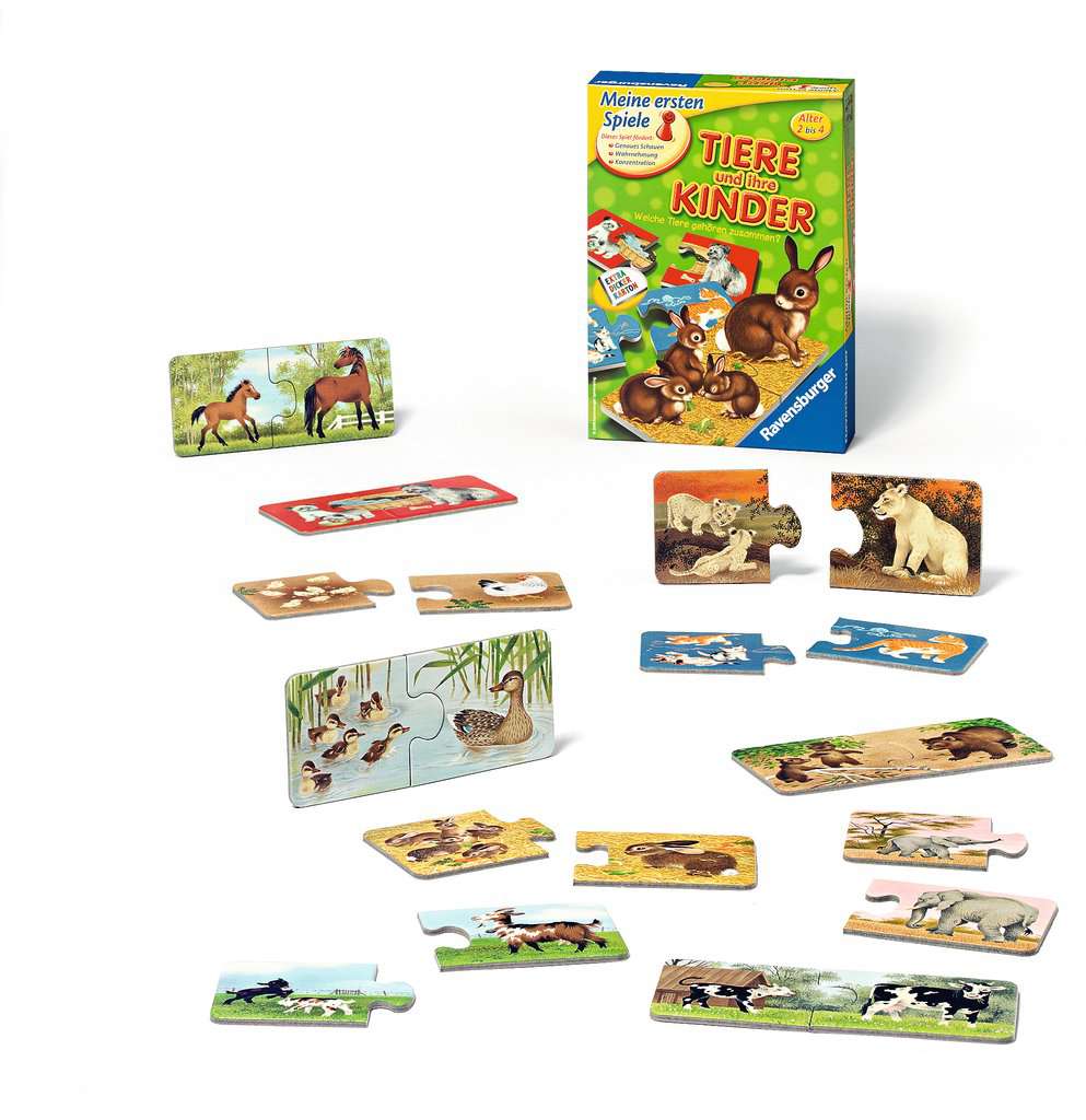 Ravensburger 21403 - Tiere und ihre Kinder - Kinderspiel, Tierwelt kennenlernen -  für 1-4 Spieler ab 2 Jahren