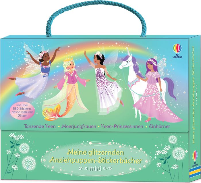 Glitzernde Anziehpuppen Sticker Koffer