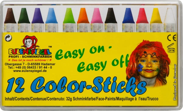 Karnevalsschminke Color-Sticks 12 Stück