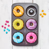 Easy Baking, Donut-Blech, für 6 Stück, Ø 9 cm, 35 x 21,5 cm, Höhe 3 cm, für 6 Stück, mit Marken- Antihaftbeschichtung, mit Rezept