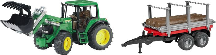 J.D. 6920 Traktor Frontl.+Holztransp.anh