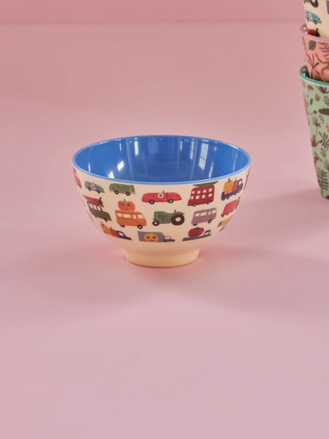 Small Melamine Bowl - Pink - Cars Print