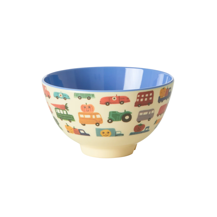 Small Melamine Bowl - Pink - Cars Print