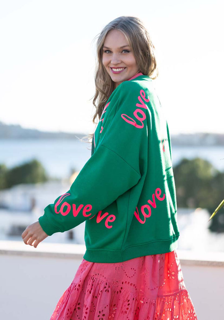 Roundneck Happy Heartface Strass – black