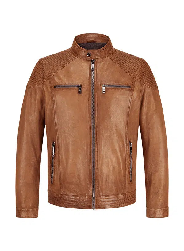 MILESTONE Lederjacke MS Parker aus Lammnappa in cognac