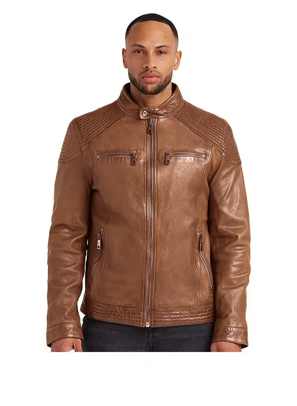 MILESTONE Lederjacke MS Parker aus Lammnappa in cognac