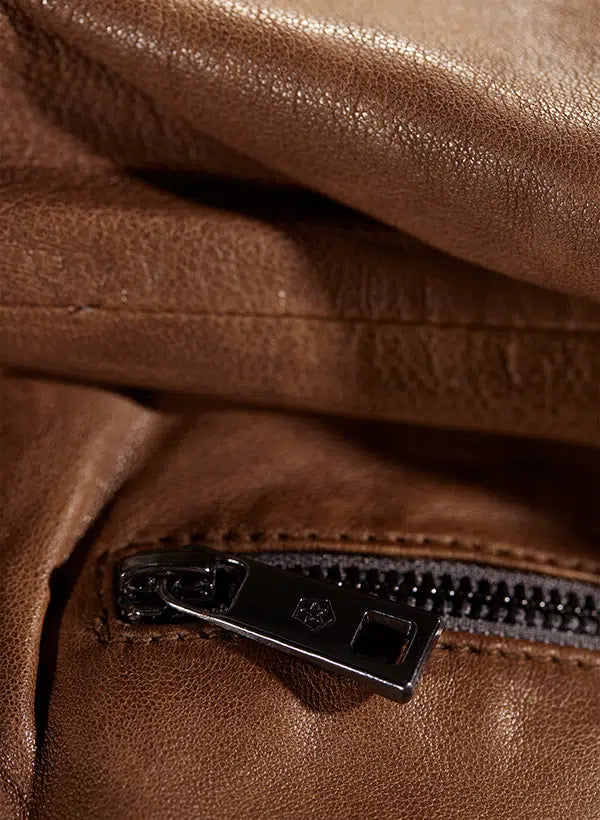 MILESTONE Lederjacke MS Parker aus Lammnappa in cognac