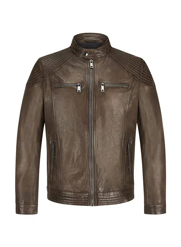 MILESTONE Lederjacke MS Parker aus Lammnappa in dunkelbraun