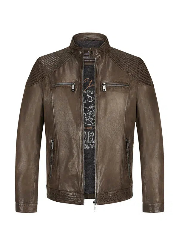 MILESTONE Lederjacke MS Parker aus Lammnappa in dunkelbraun