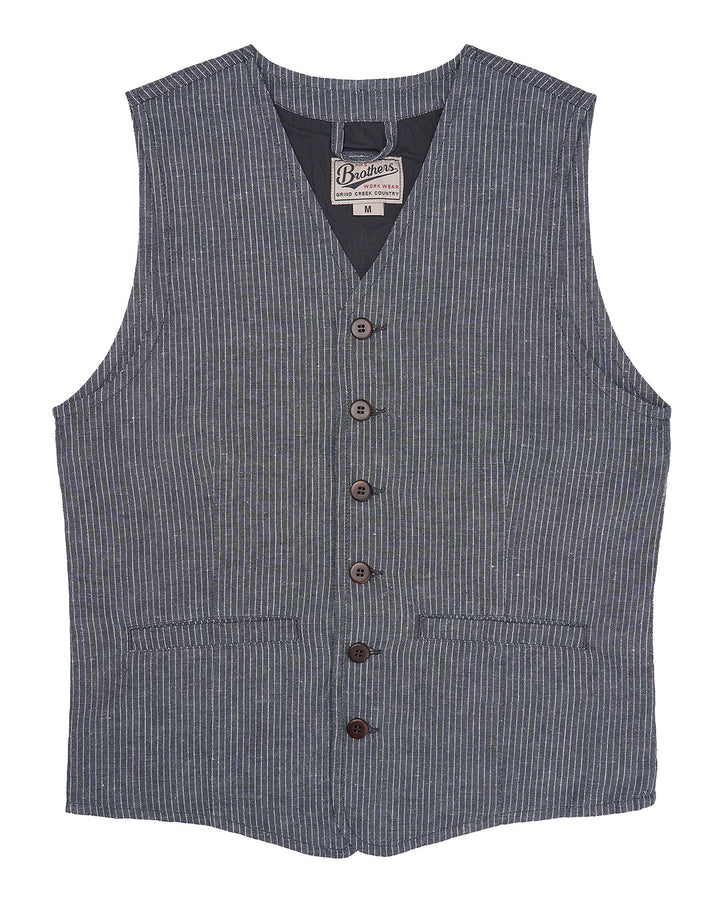 1905 Hauler Vest grey striped linen