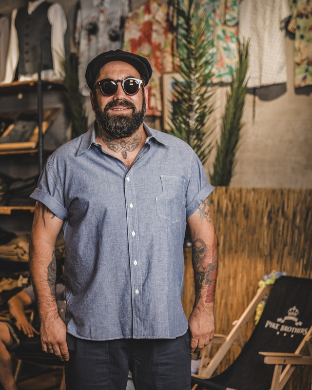 1937 Roamer Shirt short sleeve  - blue chambrey