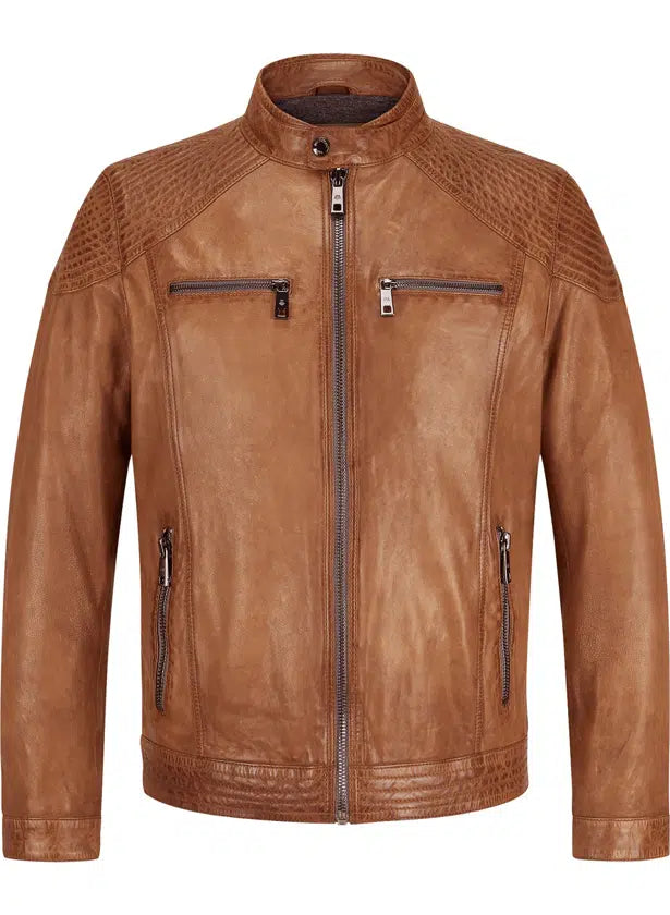 MILESTONE Lederjacke MS Parker aus Lammnappa in cognac