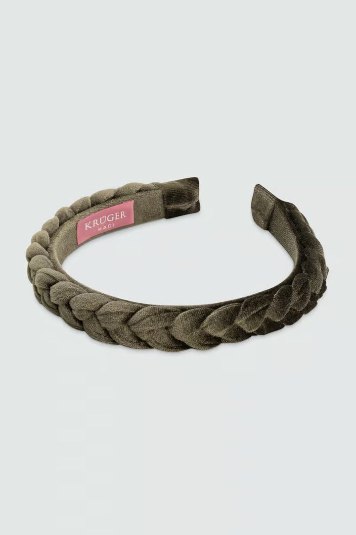 Schmaler Samt-Haarreif oliv