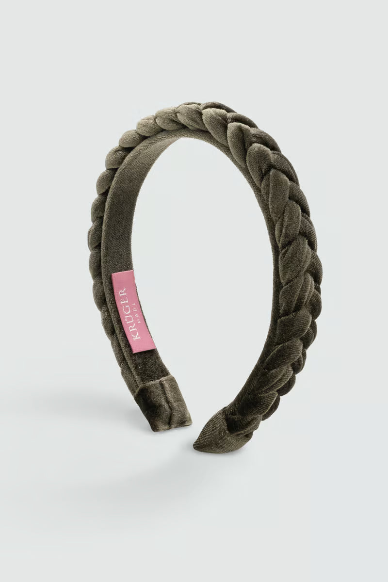 Schmaler Samt-Haarreif oliv