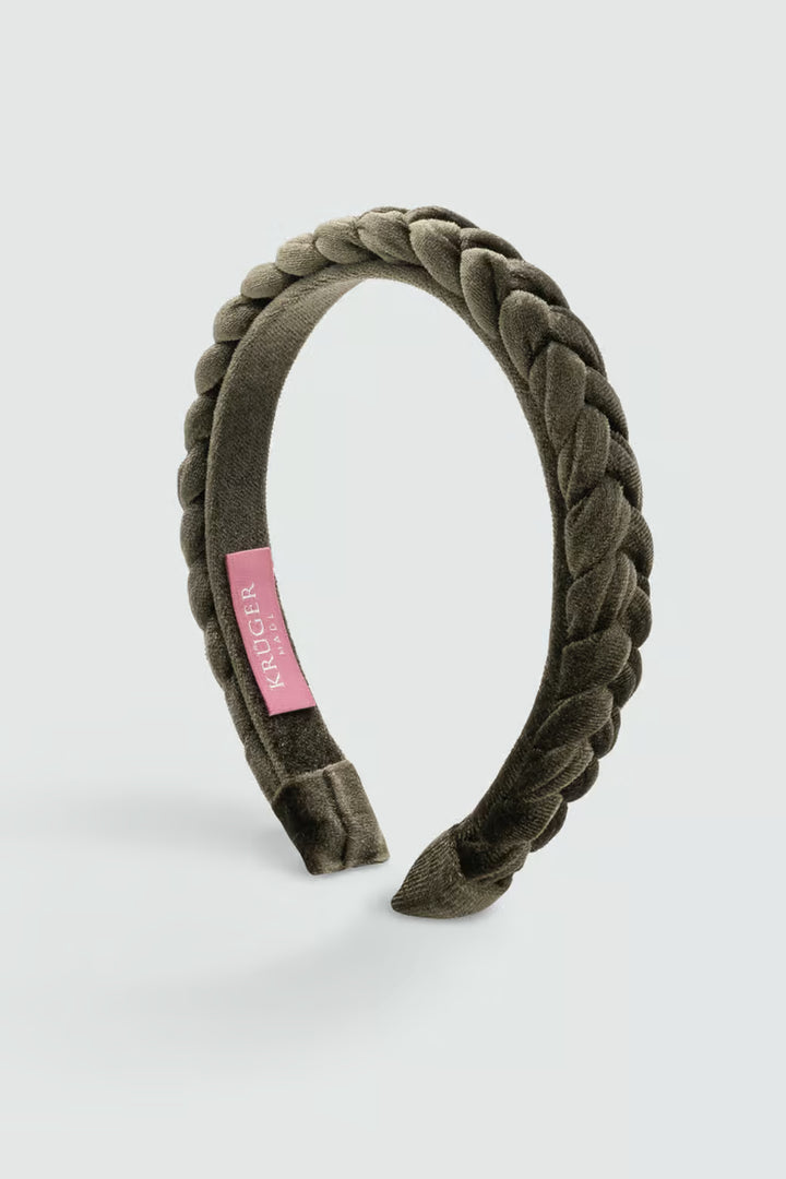 Schmaler Samt-Haarreif oliv